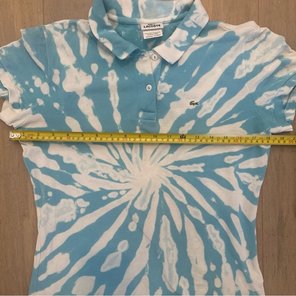 Vintage Lacoste Aqua & White Tie-Dye Polo Shirt - Picture 7 of 8